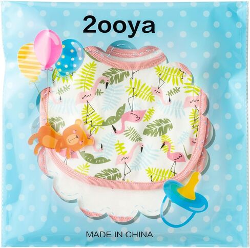 مرايل أطفال قطنية قابلة للامتصاص من 2ooya - مرايل طعام لحديثي الولادة بنمط الفلامنغو الوردي، مرايل تغذية للرضع مع أزرار من الراتنج، مجموعة مريلة للأطفال الصغار، دعائم صور لطفلة صغيرة (6-12 شهرًا) in Kuwait