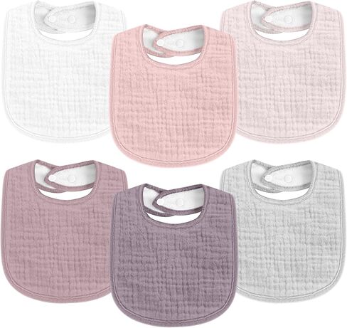Susurration Muslin Baby Drool Bibs 6Pack Soft Square Adjustable Baby Bandana Bibs for Unisex Girls & Boys in Saudi Arabia
