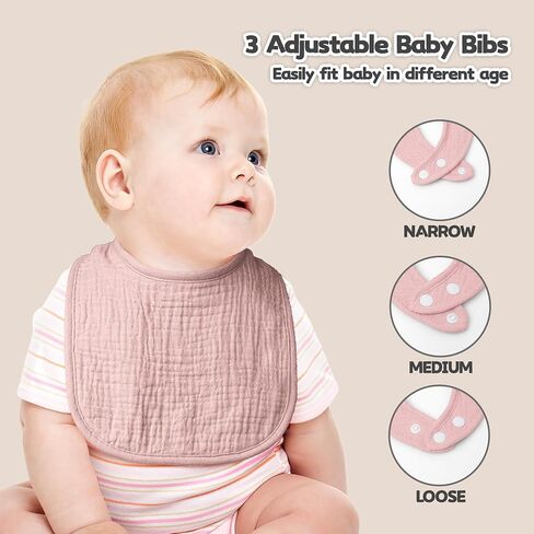 Susurration Muslin Baby Drool Bibs 6Pack Soft Square Adjustable Baby Bandana Bibs for Unisex Girls & Boys in Saudi Arabia