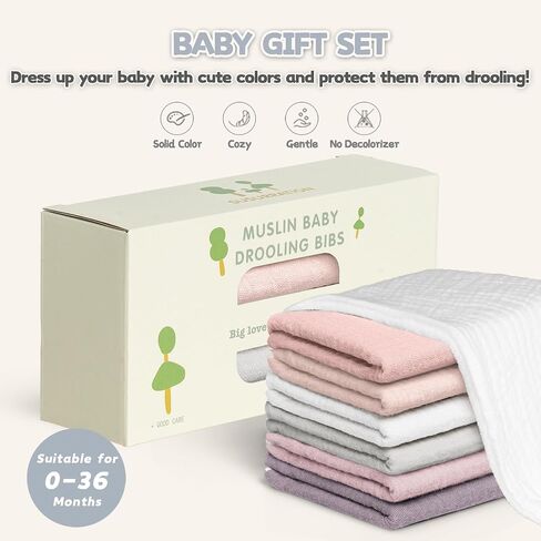 Susurration Muslin Baby Drool Bibs 6Pack Soft Square Adjustable Baby Bandana Bibs for Unisex Girls & Boys in Saudi Arabia
