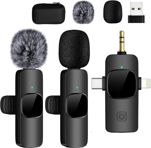 Tearstone 4 in 1 Wireless Lavailer Microphone for iPhone, Android, Camera, iPad, USB C, Professional Mini Microphone with Noise Reduction, Wireless Mic for Video Recording, Vlog, YouTube, TikTok in Saudi Arabia