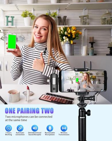 Tearstone 4 in 1 Wireless Lavailer Microphone for iPhone, Android, Camera, iPad, USB C, Professional Mini Microphone with Noise Reduction, Wireless Mic for Video Recording, Vlog, YouTube, TikTok in Saudi Arabia