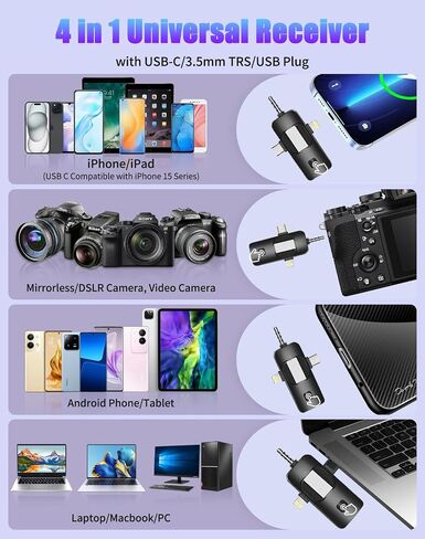 Tearstone 4 in 1 Wireless Lavailer Microphone for iPhone, Android, Camera, iPad, USB C, Professional Mini Microphone with Noise Reduction, Wireless Mic for Video Recording, Vlog, YouTube, TikTok in Saudi Arabia