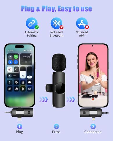 Tearstone 4 in 1 Wireless Lavailer Microphone for iPhone, Android, Camera, iPad, USB C, Professional Mini Microphone with Noise Reduction, Wireless Mic for Video Recording, Vlog, YouTube, TikTok in Saudi Arabia