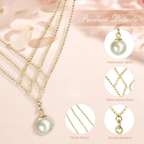 Hroevc الأبيض 8 مللي متر قذيفة اللؤلؤ المختنق قلادة ستراند ، قلادات لؤلؤ الزفاف ، مجوهرات اللؤلؤ لذيذ للنساء in Kuwait