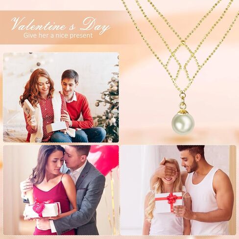 Hroevc الأبيض 8 مللي متر قذيفة اللؤلؤ المختنق قلادة ستراند ، قلادات لؤلؤ الزفاف ، مجوهرات اللؤلؤ لذيذ للنساء in Kuwait