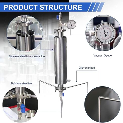 LABFENG 90g Stainless Steel Vacuum Tube Kit Vacuum Chamber with Tripod Used to Extract from Plant Leaves in Kuwait