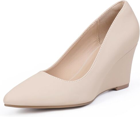 IDIFU IN3 Wedges for Women Closed Toe Wedge Pumps Low Heel Pointed Toe Wedge Shoes Work Wedding Bridal Office Formal Business Dress Shoes Casual Dressy Comfortable Trendy Fashion Wedge Pumps Shoes in Saudi Arabia