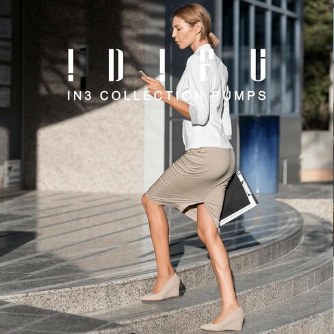 IDIFU IN3 Wedges for Women Closed Toe Wedge Pumps Low Heel Pointed Toe Wedge Shoes Work Wedding Bridal Office Formal Business Dress Shoes Casual Dressy Comfortable Trendy Fashion Wedge Pumps Shoes in Saudi Arabia