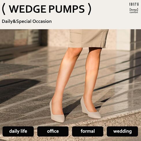 IDIFU IN3 Wedges for Women Closed Toe Wedge Pumps Low Heel Pointed Toe Wedge Shoes Work Wedding Bridal Office Formal Business Dress Shoes Casual Dressy Comfortable Trendy Fashion Wedge Pumps Shoes in Saudi Arabia
