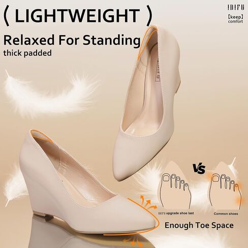 IDIFU IN3 Wedges for Women Closed Toe Wedge Pumps Low Heel Pointed Toe Wedge Shoes Work Wedding Bridal Office Formal Business Dress Shoes Casual Dressy Comfortable Trendy Fashion Wedge Pumps Shoes in Saudi Arabia