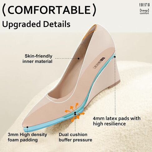 IDIFU IN3 Wedges for Women Closed Toe Wedge Pumps Low Heel Pointed Toe Wedge Shoes Work Wedding Bridal Office Formal Business Dress Shoes Casual Dressy Comfortable Trendy Fashion Wedge Pumps Shoes in Saudi Arabia