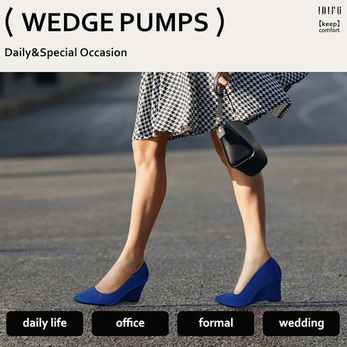 IDIFU IN3 Wedges for Women Closed Toe Wedge Pumps Low Heel Pointed Toe Wedge Shoes Work Wedding Bridal Office Formal Business Dress Shoes Casual Dressy Comfortable Trendy Fashion Wedge Pumps Shoes in Saudi Arabia