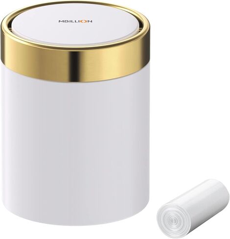 Mini Trash Can with Lid, Desktop Small Trash Can Recycling Bin Cute Metal Garbage Can for Tabletop Countertop Use,Stainless Steel 0.4Gal/1.5L Waste Bin for Office Parlor Car Bedroom,Swing Lid Open in Saudi Arabia