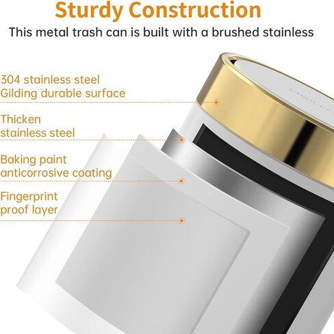 Mini Trash Can with Lid, Desktop Small Trash Can Recycling Bin Cute Metal Garbage Can for Tabletop Countertop Use,Stainless Steel 0.4Gal/1.5L Waste Bin for Office Parlor Car Bedroom,Swing Lid Open in Saudi Arabia