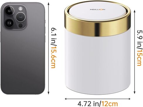 Mini Trash Can with Lid, Desktop Small Trash Can Recycling Bin Cute Metal Garbage Can for Tabletop Countertop Use,Stainless Steel 0.4Gal/1.5L Waste Bin for Office Parlor Car Bedroom,Swing Lid Open in Saudi Arabia