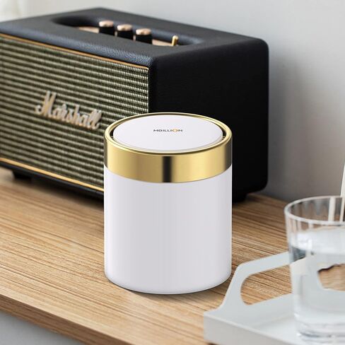 Mini Trash Can with Lid, Desktop Small Trash Can Recycling Bin Cute Metal Garbage Can for Tabletop Countertop Use,Stainless Steel 0.4Gal/1.5L Waste Bin for Office Parlor Car Bedroom,Swing Lid Open in Saudi Arabia