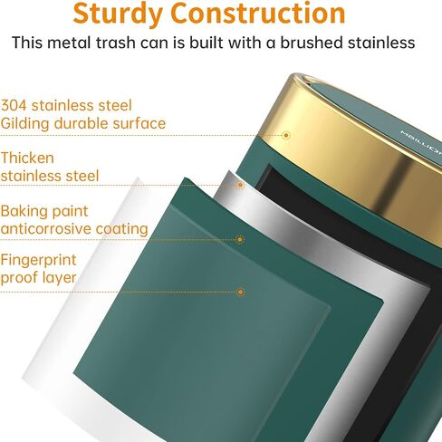 Mini Trash Can with Lid, Desktop Small Trash Can Recycling Bin Cute Metal Garbage Can for Tabletop Countertop Use,Stainless Steel 0.4Gal/1.5L Waste Bin for Office Parlor Car Bedroom,Swing Lid Open in Saudi Arabia