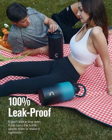 Coolplus Half Gallon Water Bottle Insulated with Paracord Handle & 3 Lid, 64 oz Water Bottle Food-grade Vacuum Large Water Jug Flask, Keep 24H Hot 48H Cold, Leak Proof & BPA-Free in Saudi Arabia