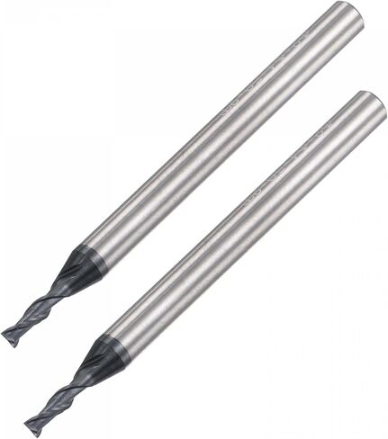 uxcell Square Nose End Mill, 2mm Tip Dia Solid Carbide AlTiN Coated CNC Router Bits 2 Flute Spiral Milling Cutter HRC45 with 4mm Shank 50mm (2-inch) Length, 2pcs in Saudi Arabia