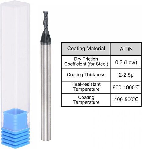 uxcell Square Nose End Mill, 2mm Tip Dia Solid Carbide AlTiN Coated CNC Router Bits 2 Flute Spiral Milling Cutter HRC45 with 4mm Shank 50mm (2-inch) Length, 2pcs in Saudi Arabia