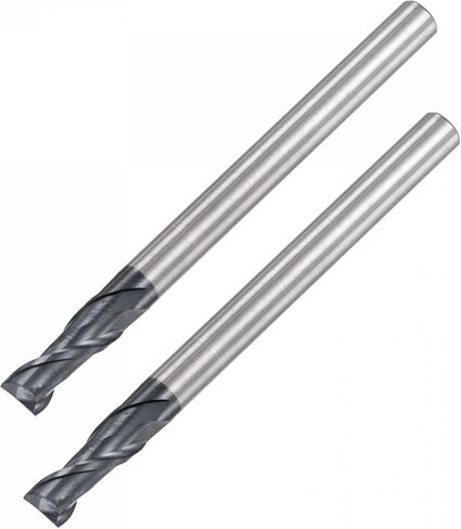 uxcell Square Nose End Mill, 2mm Tip Dia Solid Carbide AlTiN Coated CNC Router Bits 2 Flute Spiral Milling Cutter HRC45 with 4mm Shank 50mm (2-inch) Length, 2pcs in Saudi Arabia