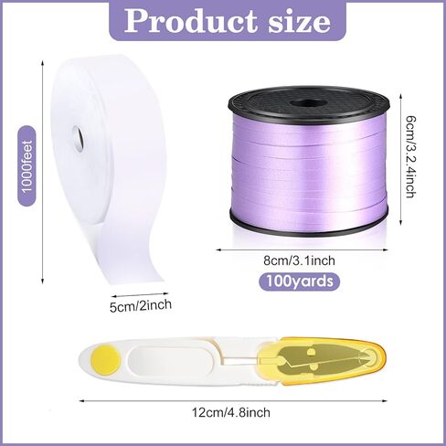 Candy Lei Making Kit for Graduation Party Favor Include 2 Inch x 1000 ft Poly Tubing 3 Rolls Curling Gift Ribbon Total 300 Yd/ 900 ft and Scissor for Hawaii Tropical Wedding DIY (Purple, Blue, Yellow) in Kuwait