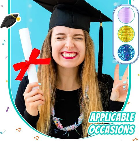 Candy Lei Making Kit for Graduation Party Favor Include 2 Inch x 1000 ft Poly Tubing 3 Rolls Curling Gift Ribbon Total 300 Yd/ 900 ft and Scissor for Hawaii Tropical Wedding DIY (Purple, Blue, Yellow) in Kuwait