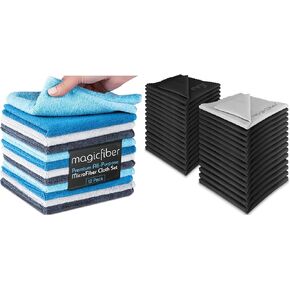 MagicFiber 42 PK - 12 Household Microfiber Cleaning Cloths + 30 Glasses Microfiber Cleaning Cloths - Premium Kitchen Towels and Glasses Wipes in Kuwait