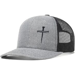 3 Nails Cross Trucker Hats for Men and Women, Three Nail Cross Baseball Cap Adjustable Snapback Faith Christian Gift for Dad and Mom,Mesh All Black in Kuwait