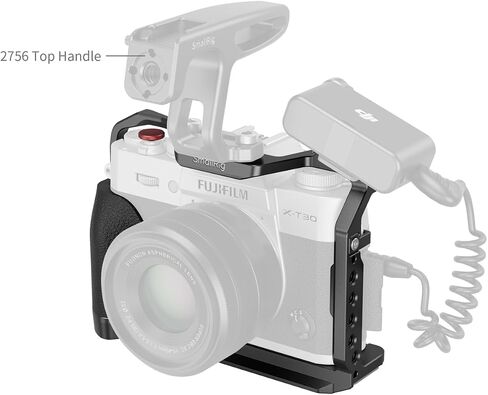 قفص كاميرا SmallRig X-T30 III لـ FUJIFILM X-T30 / X-T30 II/X-T30 III، مقبض سيليكون مريح مدمج، لوحة تحرير سريعة لـ Arca، ومقبس QD، وفتحات الحزام - 5662 in Saudi Arabia