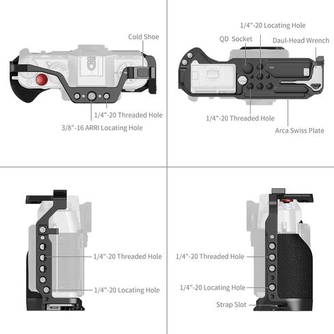 قفص كاميرا SmallRig X-T30 III لـ FUJIFILM X-T30 / X-T30 II/X-T30 III، مقبض سيليكون مريح مدمج، لوحة تحرير سريعة لـ Arca، ومقبس QD، وفتحات الحزام - 5662 in Saudi Arabia