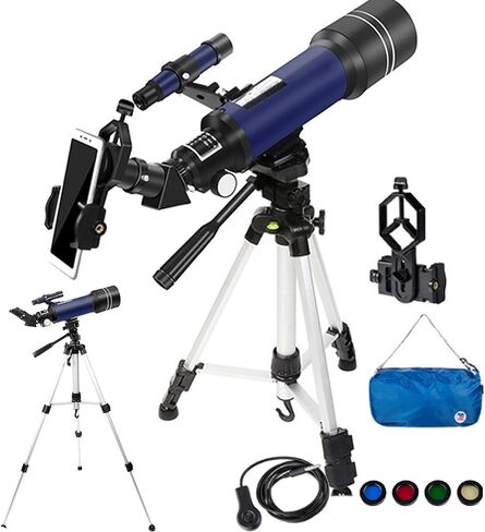 Kids Adult Astronomy Beginner 70mm Aperture Refractor Telescope with Tripod/Phone Adapter/Wire Shutter/Moon Filter/Backpack in Saudi Arabia
