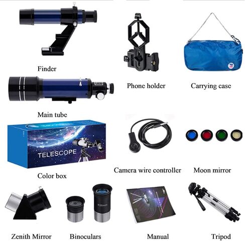 Kids Adult Astronomy Beginner 70mm Aperture Refractor Telescope with Tripod/Phone Adapter/Wire Shutter/Moon Filter/Backpack in Saudi Arabia