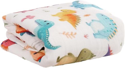 Muslin Swaddle Blankets 6-Layer Cotton Baby Blankets for Boys & Girls 43"X43"Inches Receiving Blankets,Soft Skin-Friendly Baby Crib Blanket,Breathable Quilt Bedspread(Jurassic Dinosaurs) in Saudi Arabia