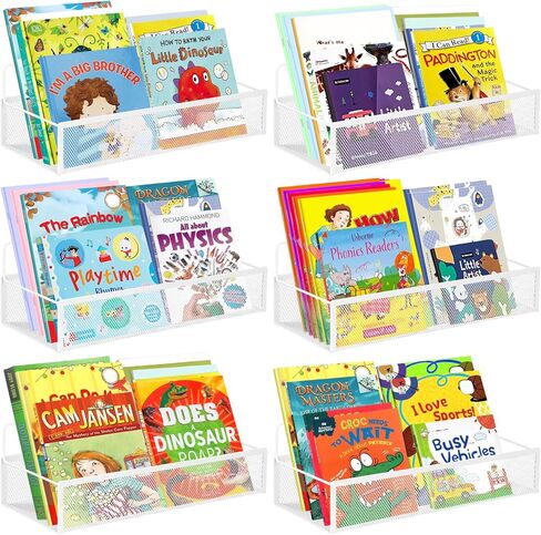 رف كتب معدني مثبت على الحائط، رف كتب تخزين بشبكة أسلاك معدنية، أرفف كتب عائمة لغرفة المعيشة/غرفة النوم/المكتب، منظم أرفف الكتب المعلقة لديكور الغرفة (أسود، 6 عبوات) in Kuwait