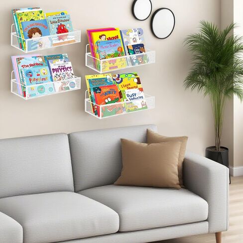 رف كتب معدني مثبت على الحائط، رف كتب تخزين بشبكة أسلاك معدنية، أرفف كتب عائمة لغرفة المعيشة/غرفة النوم/المكتب، منظم أرفف الكتب المعلقة لديكور الغرفة (أسود، 6 عبوات) in Kuwait
