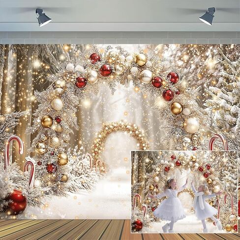 10x8 ft Christmas Cane Candy Photography Backdrop Winter Forest Xmas Tree Snow Scene Snowflake Background Wonderland Farmhouse New Year Kids Party Decoratins Photo Booth in Saudi Arabia