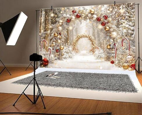 10x8 ft Christmas Cane Candy Photography Backdrop Winter Forest Xmas Tree Snow Scene Snowflake Background Wonderland Farmhouse New Year Kids Party Decoratins Photo Booth in Saudi Arabia