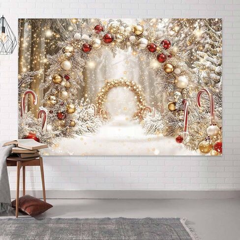 10x8 ft Christmas Cane Candy Photography Backdrop Winter Forest Xmas Tree Snow Scene Snowflake Background Wonderland Farmhouse New Year Kids Party Decoratins Photo Booth in Saudi Arabia