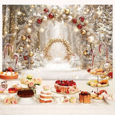10x8 ft Christmas Cane Candy Photography Backdrop Winter Forest Xmas Tree Snow Scene Snowflake Background Wonderland Farmhouse New Year Kids Party Decoratins Photo Booth in Saudi Arabia