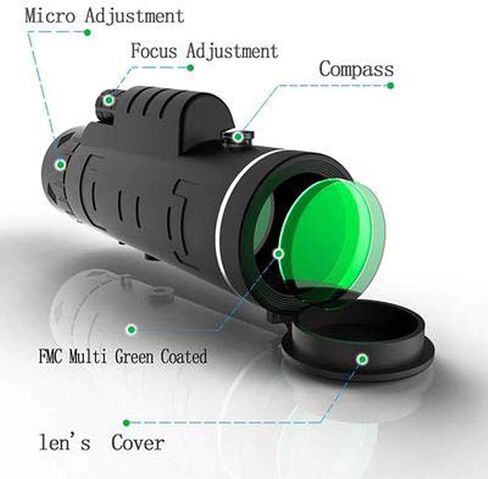 Monoculars for Adults High Power, Telescope for Adults Kids, 40x60 High Power Monocular Telescope with Smartphone Holder, BAK4 Prism Waterproof Monoculars Scope with Tripod Binoculars in Saudi Arabia