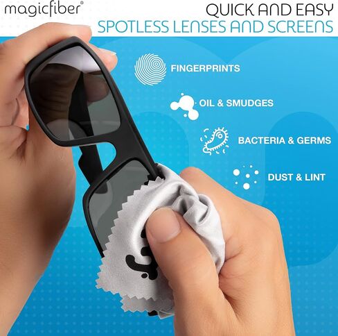 MagicFiber 42 PK - 12 Household Microfiber Cleaning Cloths + 30 Glasses Microfiber Cleaning Cloths - Premium Kitchen Towels and Glasses Wipes in Kuwait