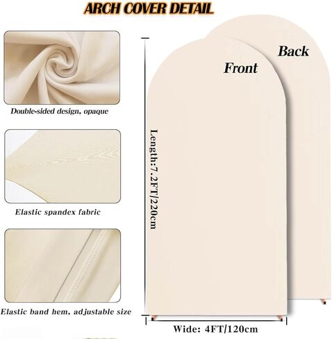 أغطية قوس أسود بطول 7.2 قدم غطاء خلفية من الألياف اللدنة القابلة للتمدد لخلفية قوس الزفاف وغطاء حامل لعيد ميلاد الطفل وحفلات استقبال المولود الجديد وديكورات خلفية مزدوجة الجوانب (أسود، 7.2 قدم) in Kuwait