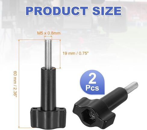 PATIKIL 2 Pcs Aluminum Thumbscrew, Long Thumb Screw with Cap Force for Action Sport Camera and Other Action Cameras, Black in Saudi Arabia