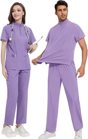 Unisex Scrubs Set,Nurse Uniform,Doctor Workwear,Stand-up Collar Operating Room Uniforms,uniformes medicos mujer in Kuwait