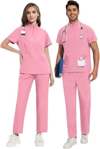 Unisex Scrubs Set,Nurse Uniform,Doctor Workwear,Stand-up Collar Operating Room Uniforms,uniformes medicos mujer in Kuwait