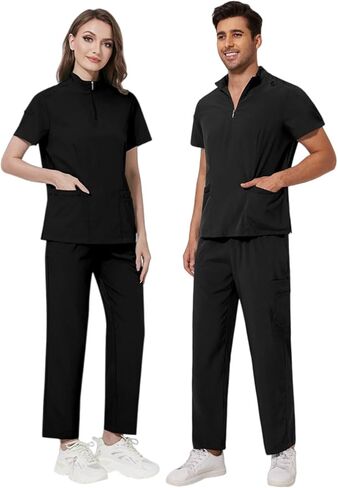 Unisex Scrubs Set,Nurse Uniform,Doctor Workwear,Stand-up Collar Operating Room Uniforms,uniformes medicos mujer in Kuwait