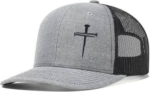 3 Nails Cross Trucker Hats for Men and Women, Three Nail Cross Baseball Cap Adjustable Snapback Faith Christian Gift for Dad and Mom,Mesh All Black in Kuwait