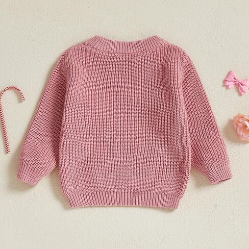 Toddler Girl Christmas Sweaters Long Sleeve Round Neck Bow Candy Cane Embroidery Tops Fall Winter Sweatshirts in Saudi Arabia
